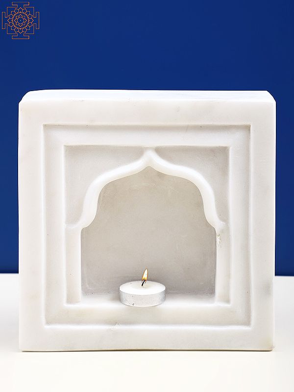 8" White Marble Candle Stand