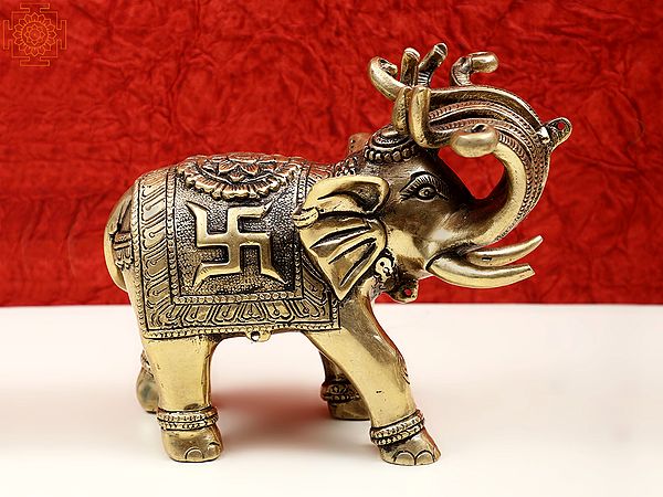 6" Small Brass Engraved Elephant | Handmade