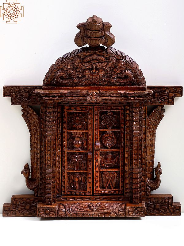 11" Eight Auspicious Symbol of Buddhism Wooden Traditional Window