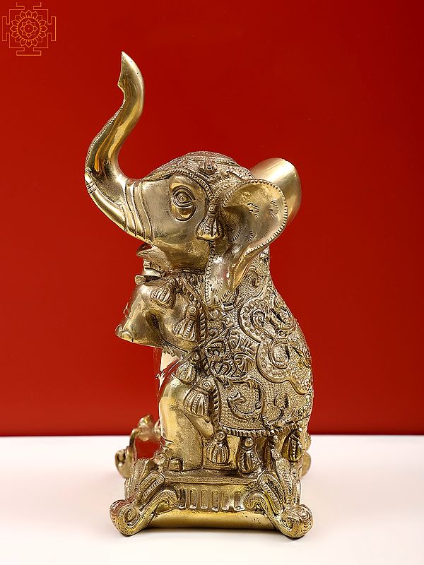 8" Brass Engraved Elephant | Handmade