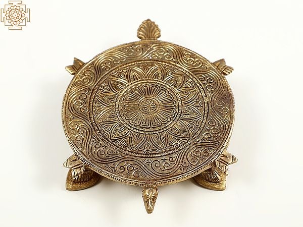 6" Tortoise Ritual Pedestal in Brass | Spiritual Home Decor
