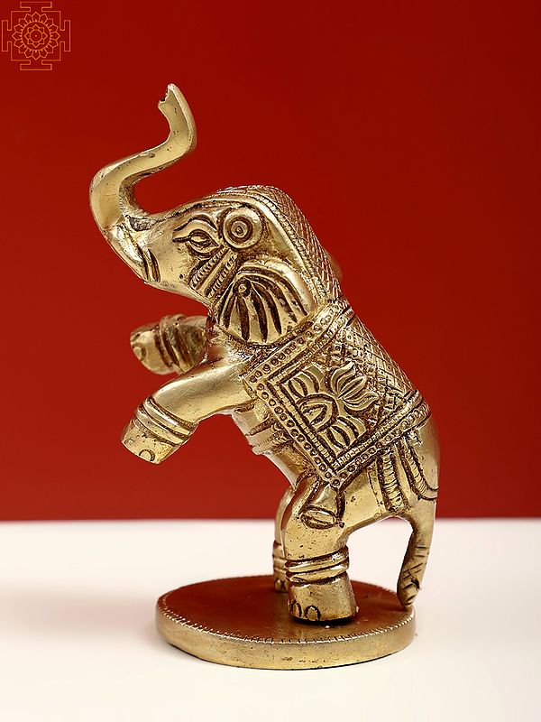 4" Small Jumping Elephant in Brass