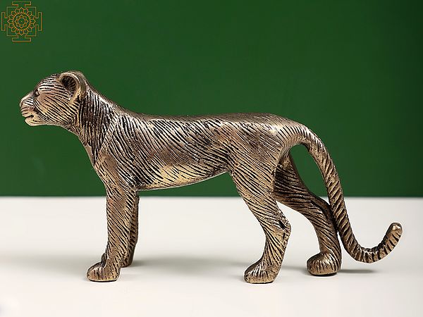 4" Brass Small Leopard Figurine | Animal Statues