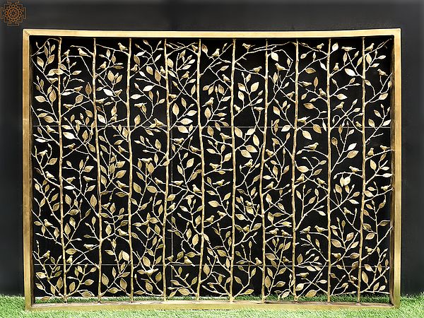 60" Leaf Beil Grill Board With Bird (Jali) In Brass