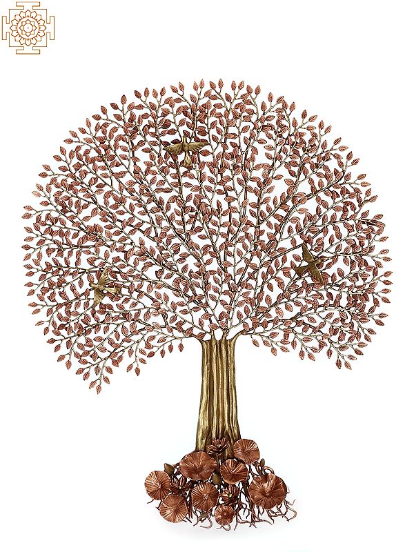 46" Gold Plated Brass Tree of Life | Wall Mounted | Home Decor