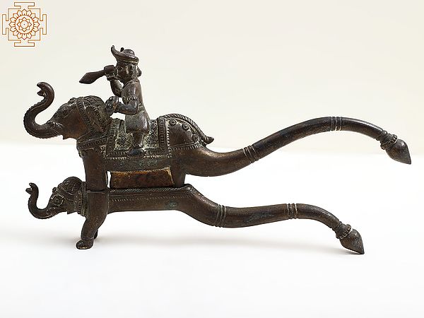 8" Man Riding Elephant on Elephant Nutcracker (Vintage Collectible)