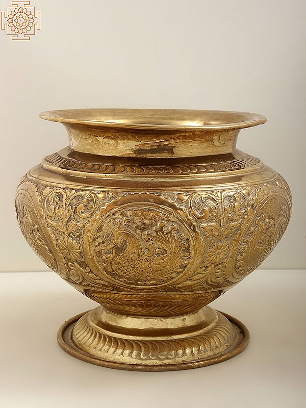 12" Copper and Brass kalash Shape Flower Planter