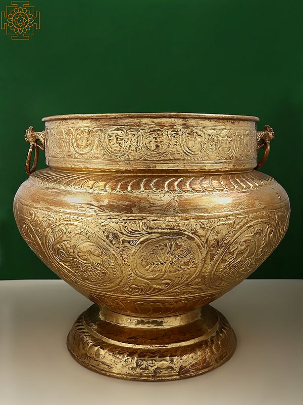 19" Copper and Brass Traditional Flower Pot
