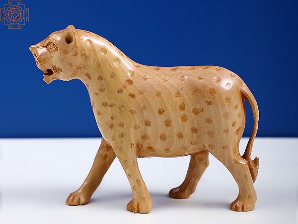 Small Wooden Leopard Figurine | Animal Statue