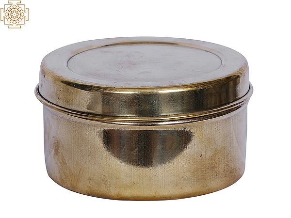 4" Brass Round Container | Kitchen and Dining Utensils