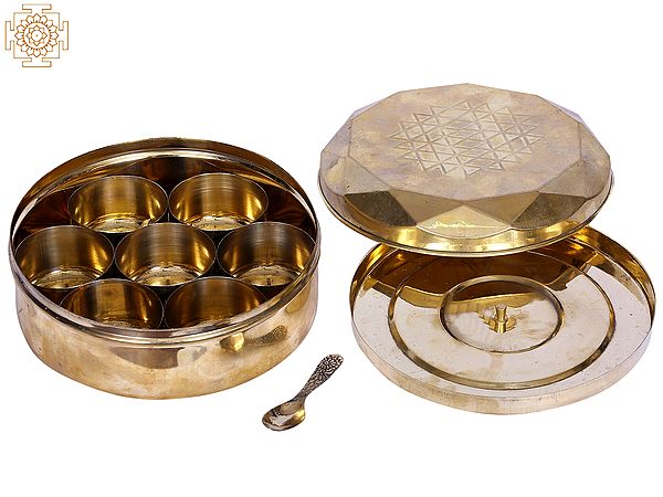 6" Brass Masala Box | Spice Box | Handmade