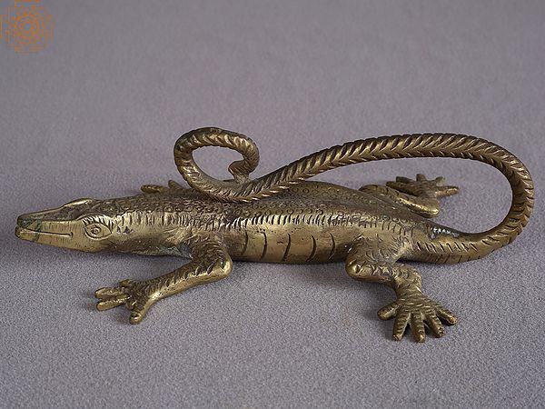8" Brass Lizard From Nepal