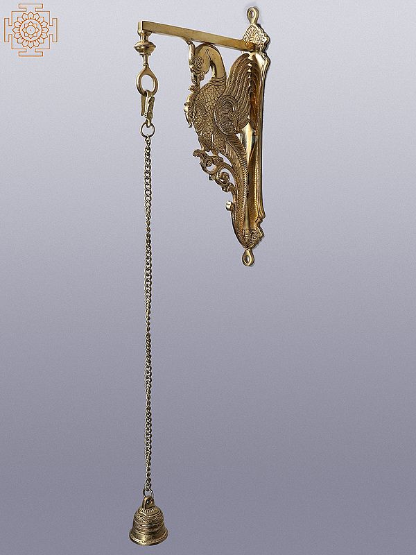 27" Brass Parrot Bracket with Hanging  Bell