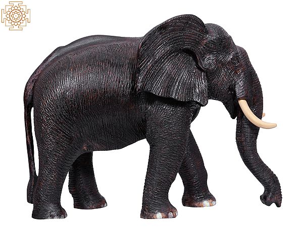 Ruifaya 1pc Black Agarwood Elephant Crafts Mini Wooden Animal Figurines  Ornament Home Decoration Wood Lucky Fengshui Carved Natural Arts I9R5 