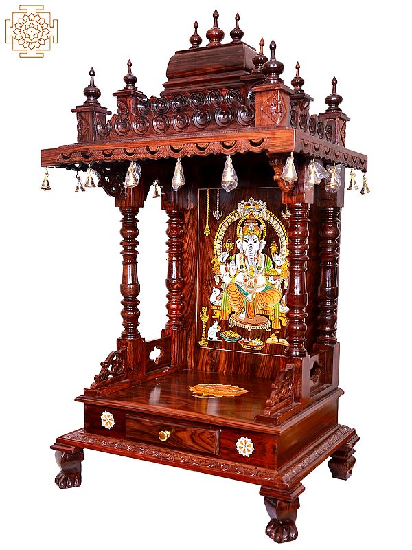 52" Large Wooden Puja Temple Exotic India Art