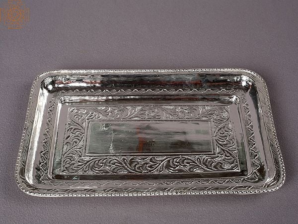 Silver Small Rectangle Tray From Nepal