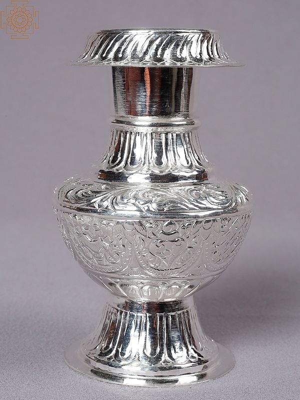 5" Silver Designer Flower Pot From Nepal
