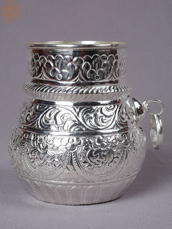 Silver Mana with Asthamangala Engravings from Nepal