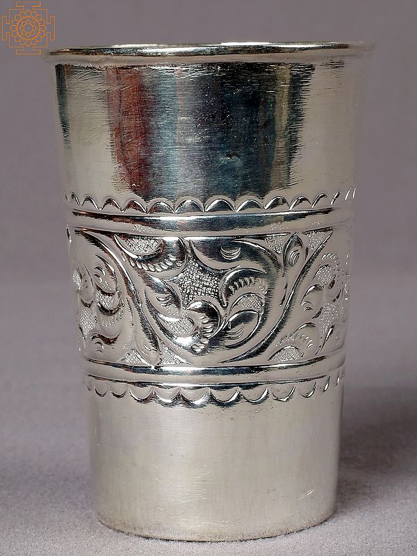 3" Silver Fancy Glass from Nepal | Kitchen and Dining Utensils