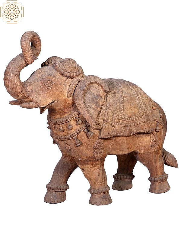 24" Wooden Trumpeting Walking Elephant