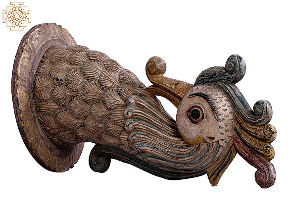 18" Wooden Peacock Head Wall Hanging Statue | Home Wall Decor Items