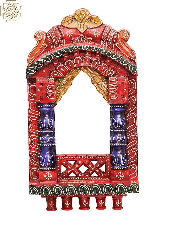 16" Wooden Designer Jharokha (Window) Wall Hanging Exotic India Art