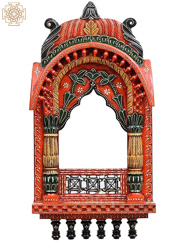 36" Wooden Large Multicolour Jharokha (Window) l Wall Hanging