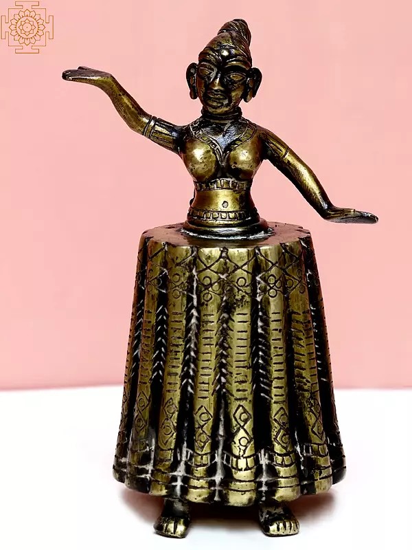 Brass Dancing Lady Ink Pot
