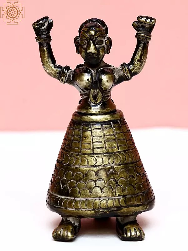 Brass Dancing Lady Ink Pot