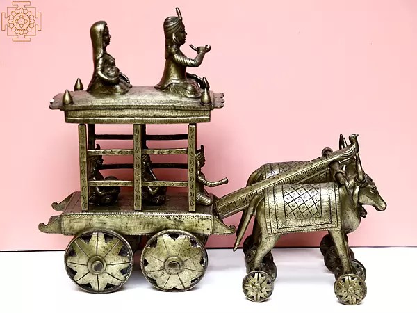 Brass Bullock Cart (Belgadi) on Wheel