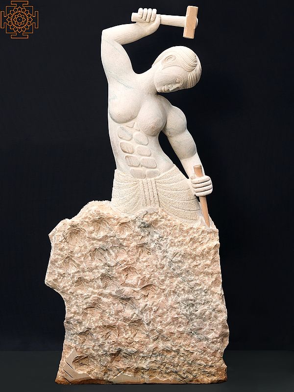 67" Self Made Man Stone Sculpture