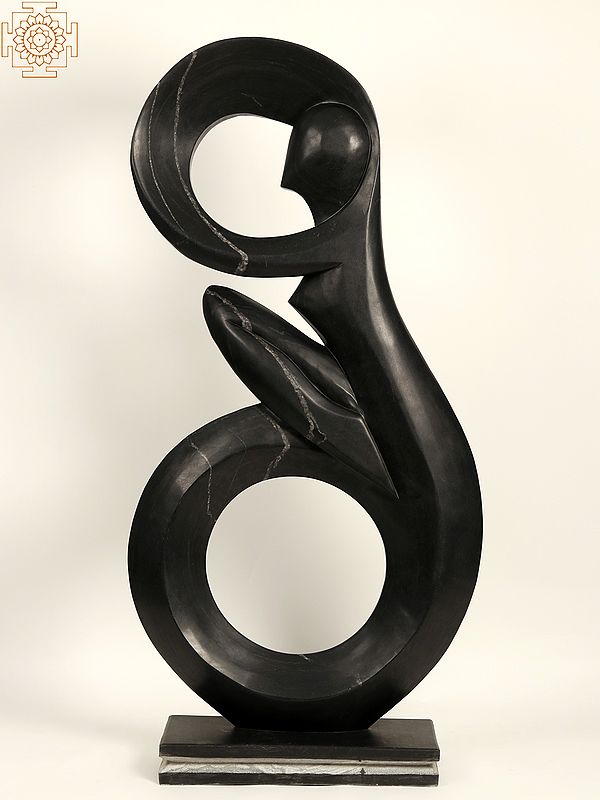 59" Occupied Inner Own Self | Black Marble Sculpture