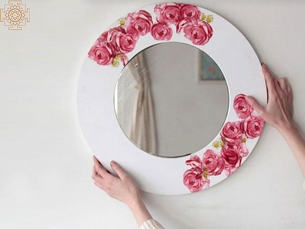 Round Flower Mirror Home Decor