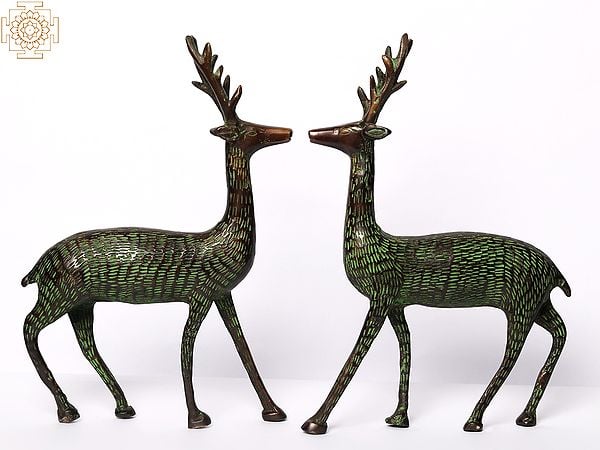 8" Brass Pair of Deer | Home Decor