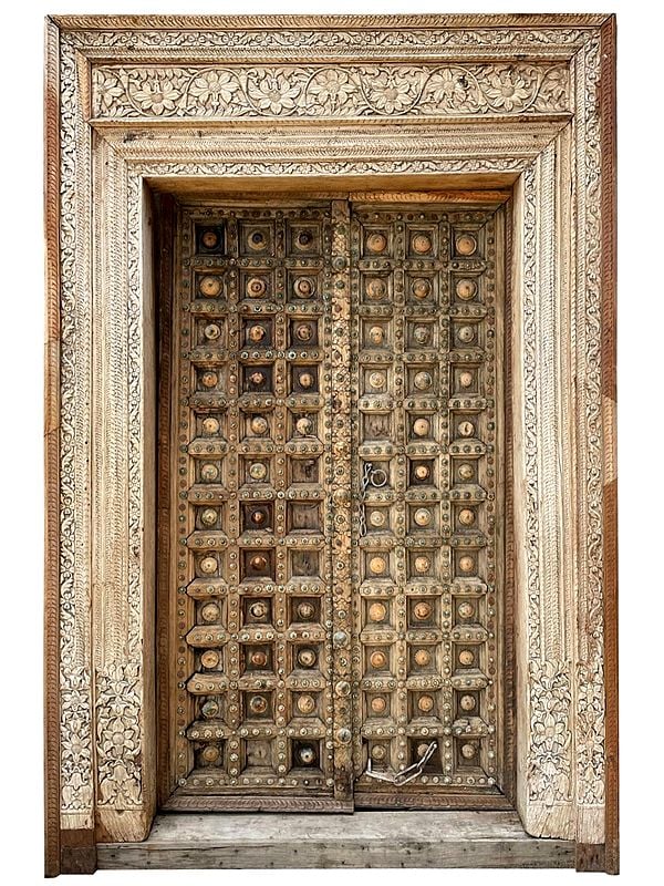 100" Large Rajasthani Vintage Wood Door