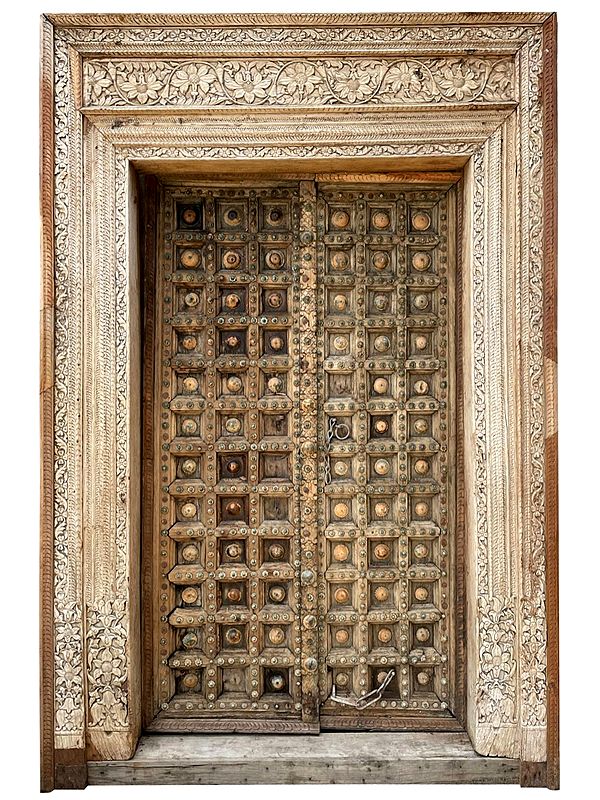 100" Large Rajasthani Vintage Wood Door