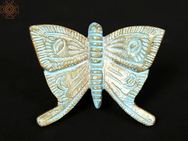 3" Hand-Painted Blue and Golden Butterfly | Wall Decor