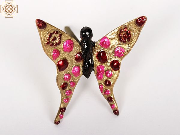 3" Brass Colorful Butterfly | Wall Decor