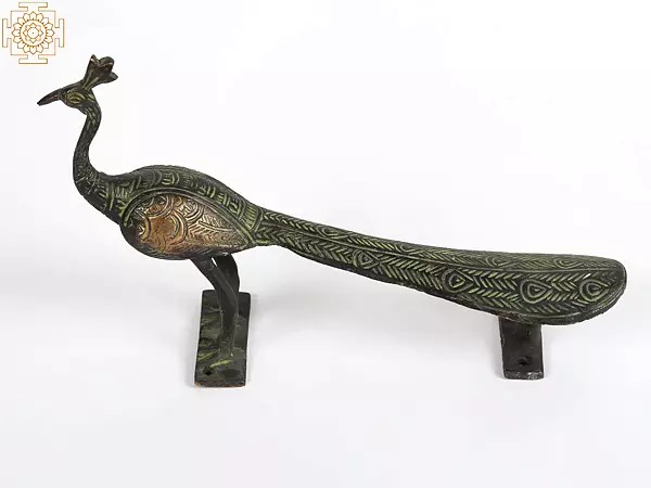 9" Brass Peacock Door Handle