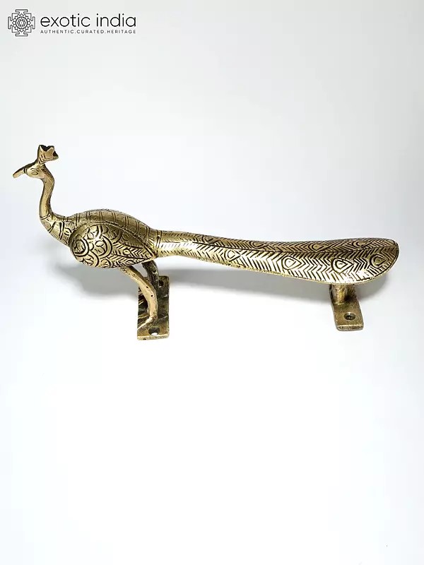 9" Brass Peacock Door Handle