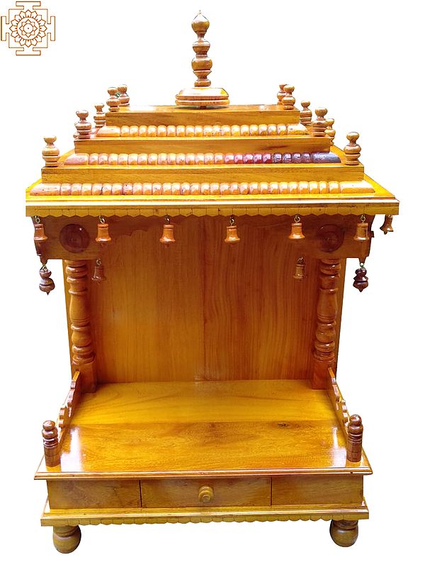 34" Handcrafted Mandir With Bells - Jackwood