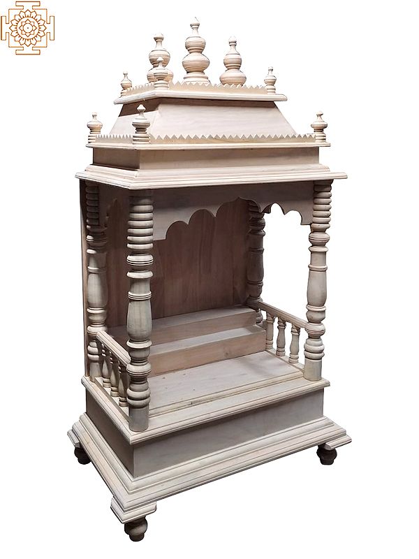 45" Large White Shivani Wood Temple