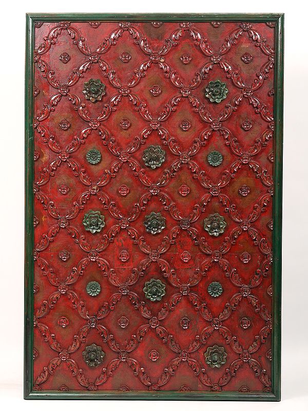 72" Large Teakwood Vintage Flower Design Ceiling Panel