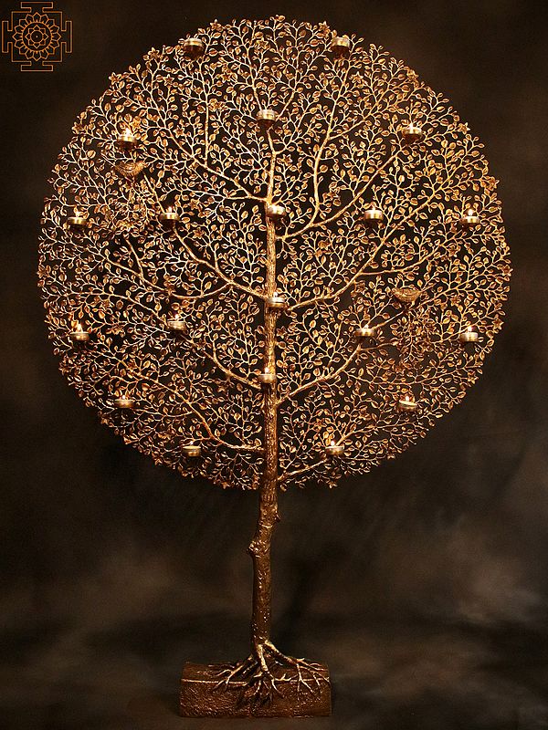 60" Large Brass Tree Of Life With Lamps | Brass