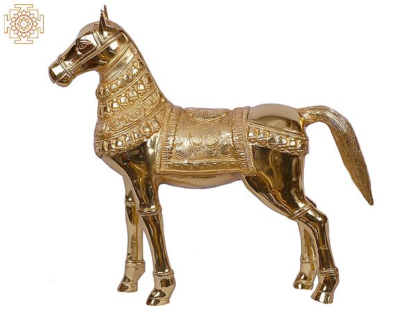 Polished Traditional Dressed Horse | Gold-Plated Brass