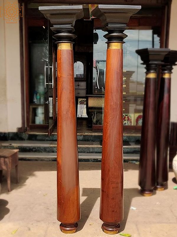 81" Red Plywood Pillar Pairs | Wooden Furniture