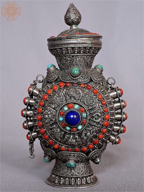 Ancient Coral Silver Snuff Bottle