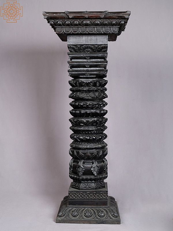30'' Large Black-Coloured Pillar | Nepalese Handicrafts