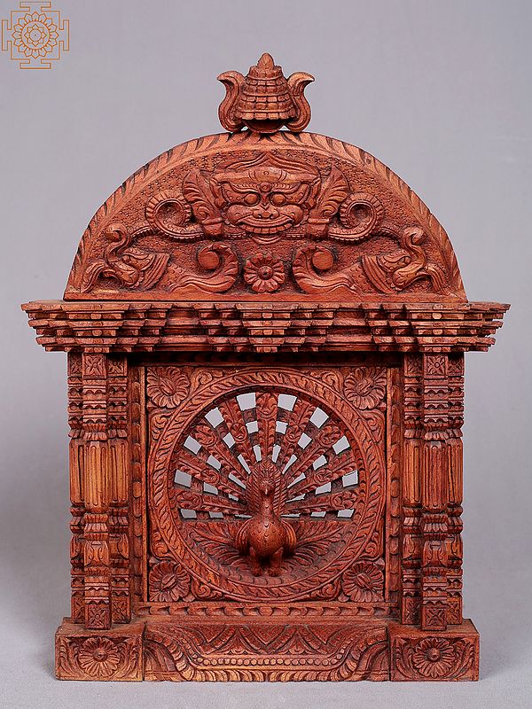 15'' Window With Peacock In Center | Nepalese Handicrafts