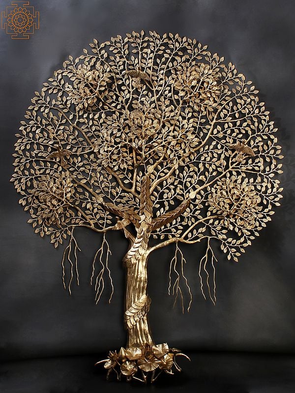 61" Large Brass Tree of Life with Perched Birds | Wall Hanging | Home Decor